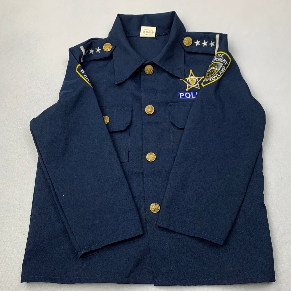 Dress Up America Kids Police Officer Costume Shirt Navy Blue Toyland Size S 4-6